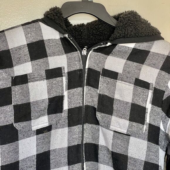 Street Rules Co Boys Jacket 14/16  Sherpa Lined Hooded Plaid Back To School - Picture 4 of 14
